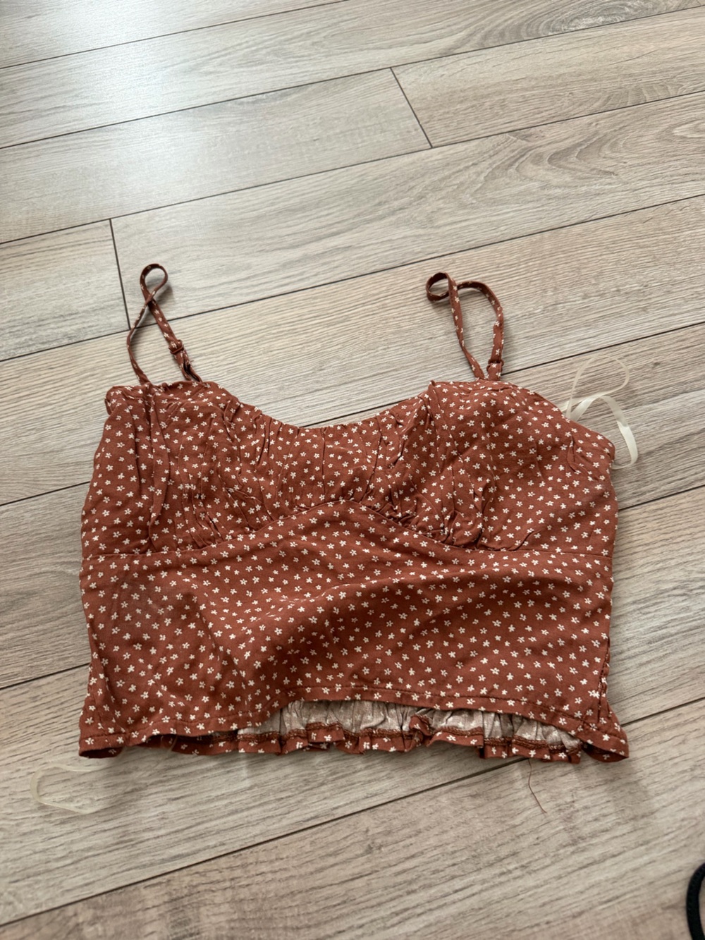 Rust Floral Spaghetti Strap Crop Top